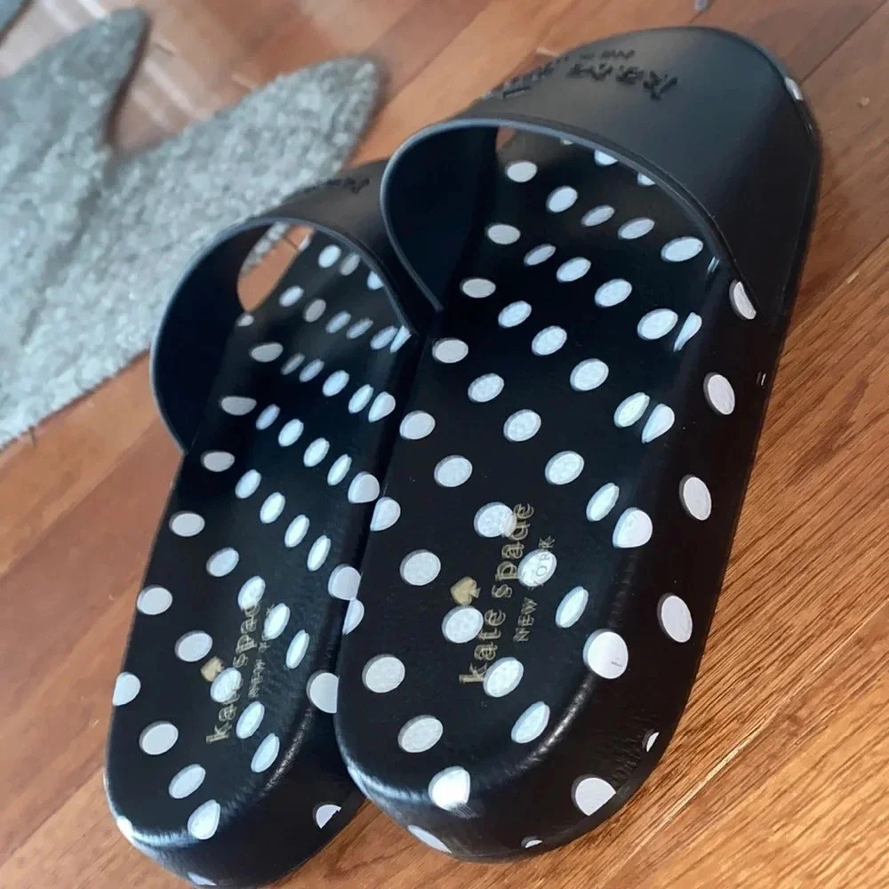 Kate spade ♠️ logo polka dot comfy slides Sz 10 - Picture 6 of 10